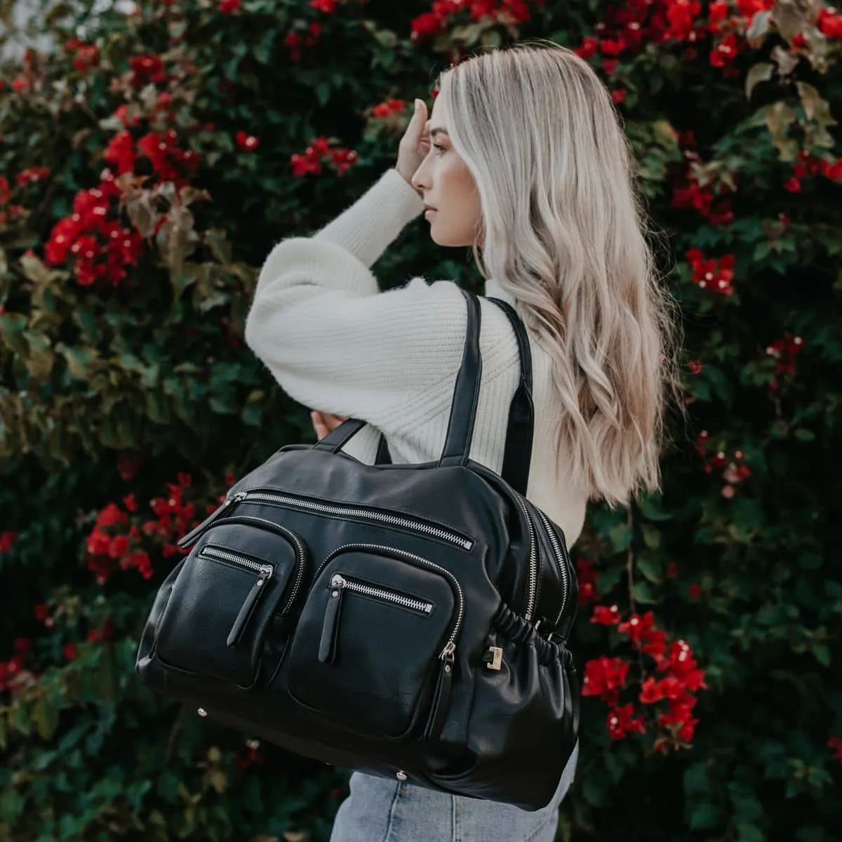 OiOi Vegan Leather Carry All Nappy Bag - Black