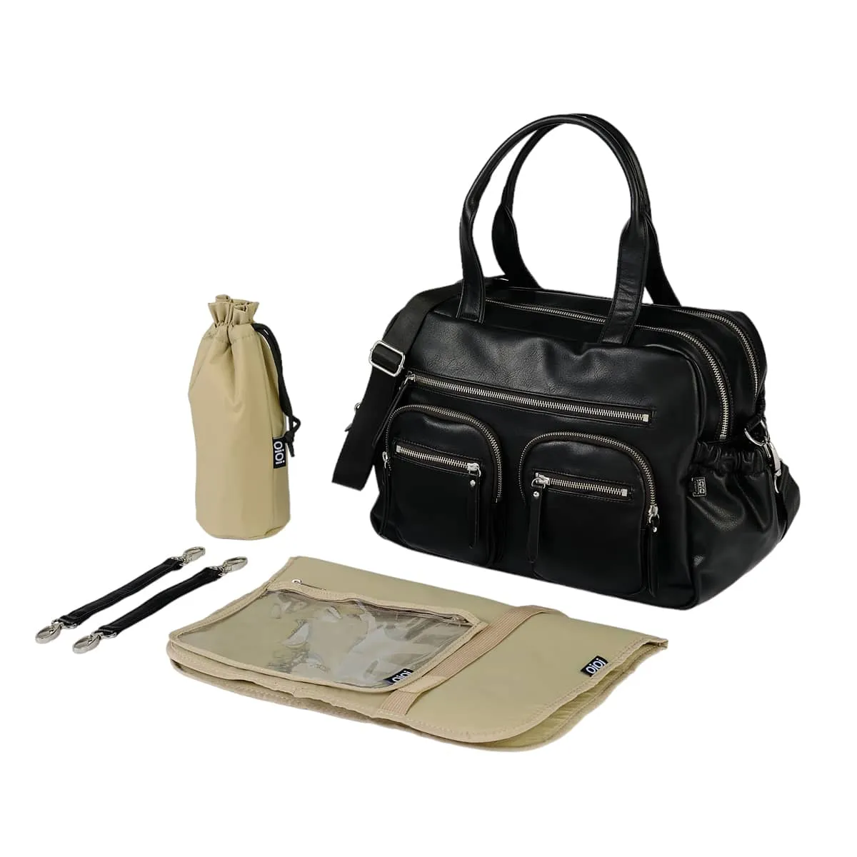 OiOi Vegan Leather Carry All Nappy Bag - Black