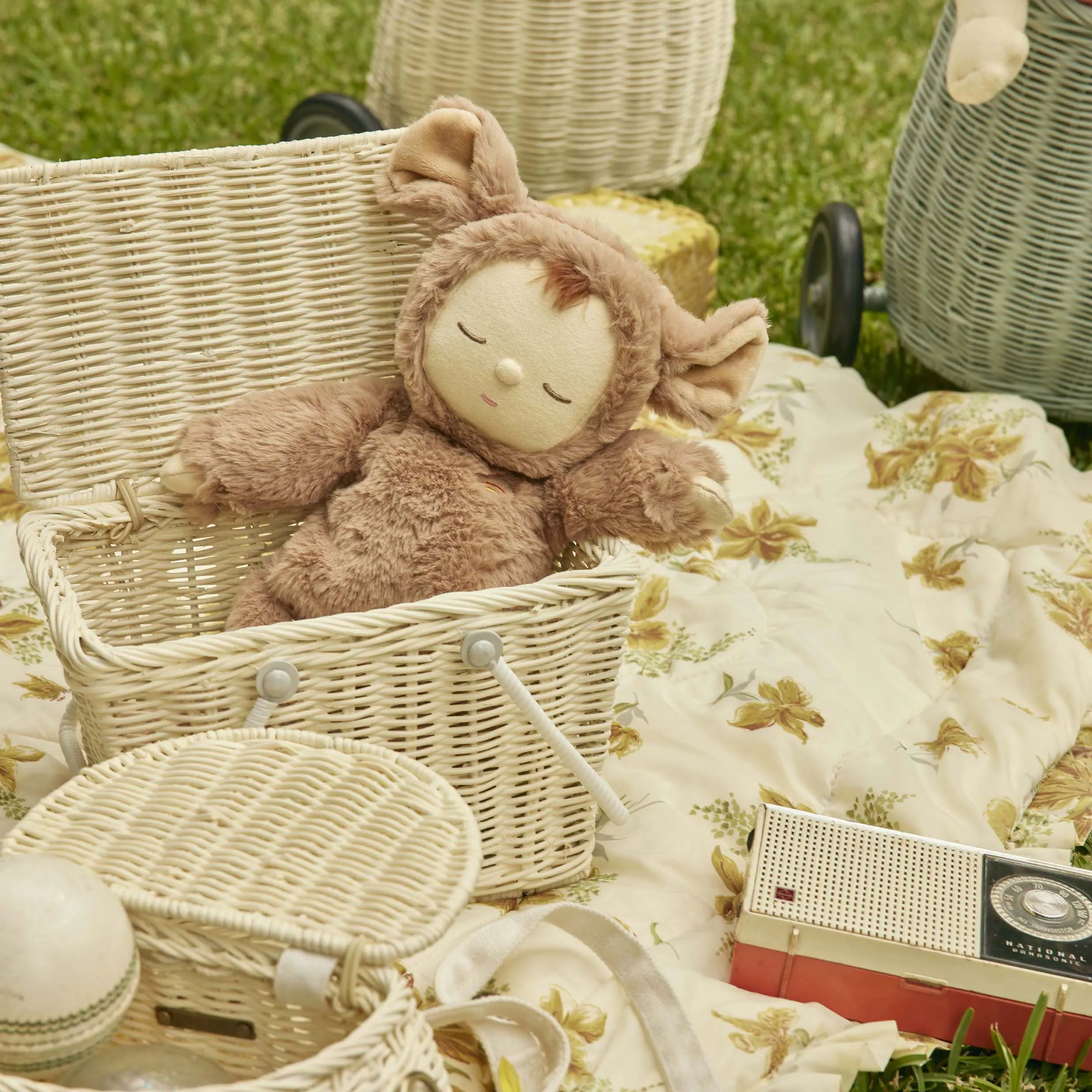 Olli Ella Rattan Piki Basket - Chalk