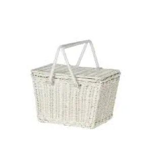 Olli Ella Rattan Piki Basket - White