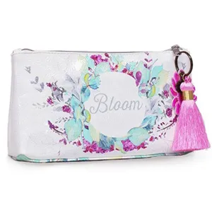 PAPAYA! Art Blooms Floral Theme Accessory Pouch Clutch Makeup Bag (10" x 5")