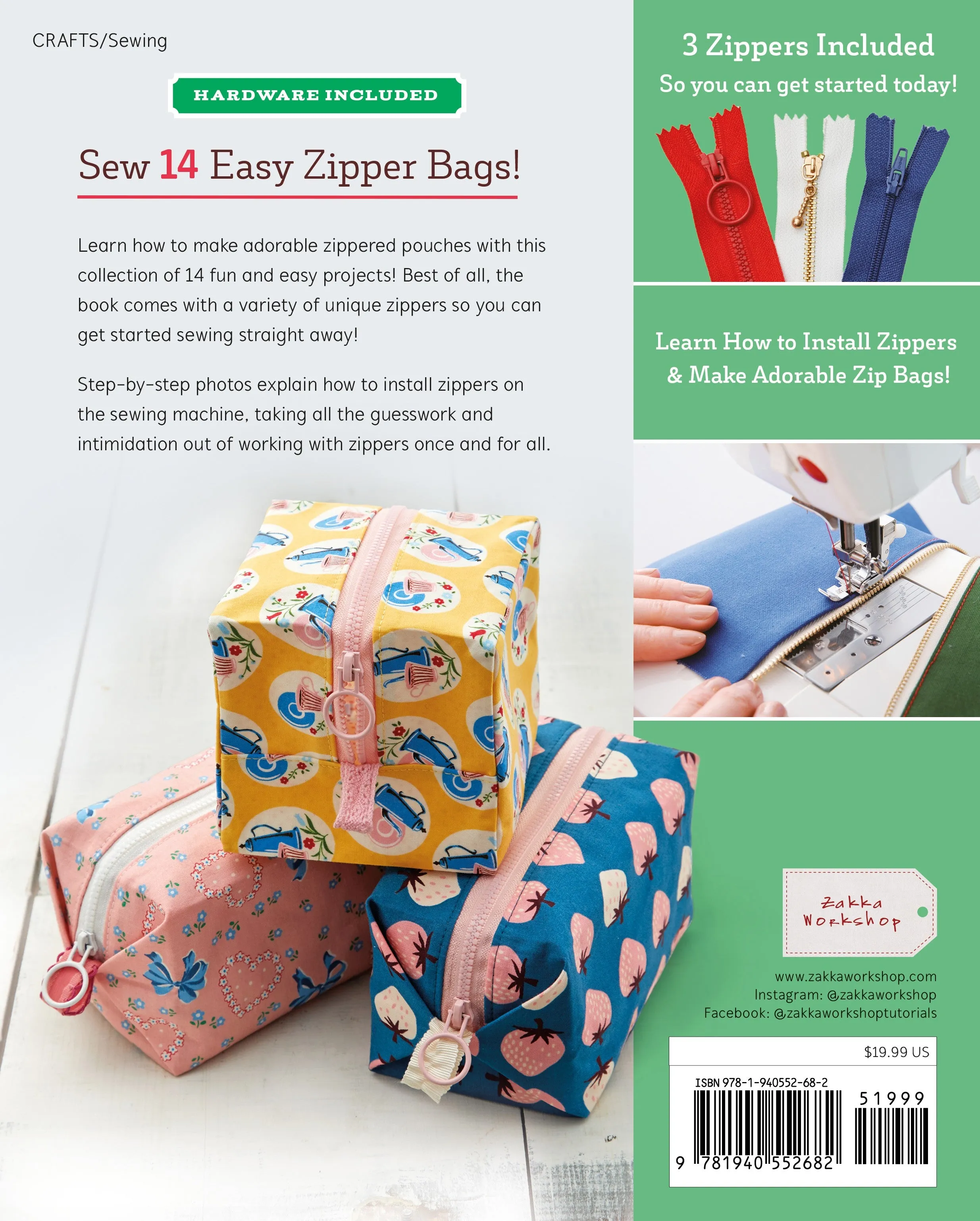 PATTERN BOOK, The Zipper Pouch Book   Zippers