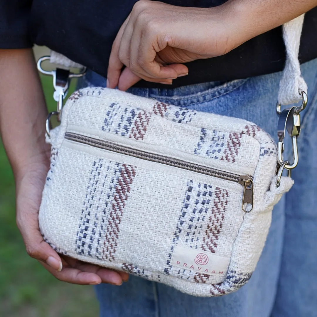 Pravaah Kese mininalistic crossbody bag with 2 zip detailing | handcrafted