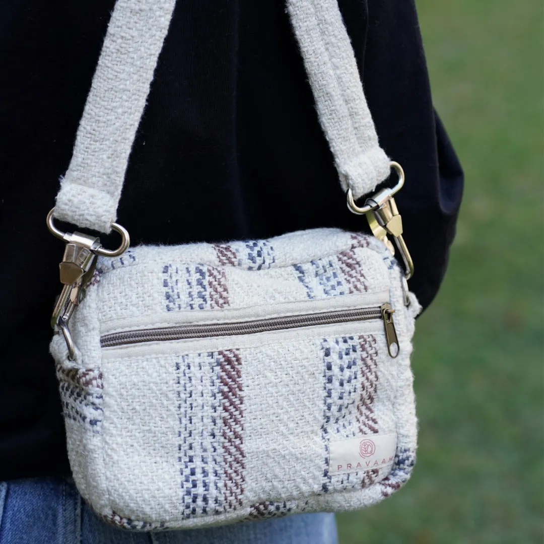 Pravaah Kese mininalistic crossbody bag with 2 zip detailing | handcrafted