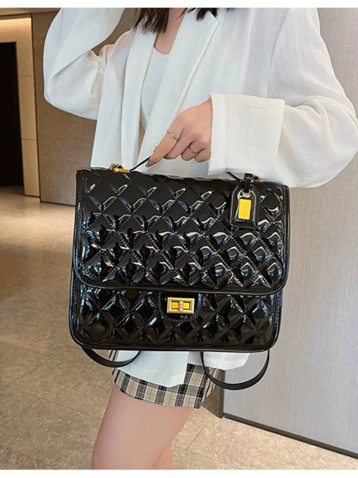 Quilted Women's Work Clothing Special-Interest Design Chain Backpack
