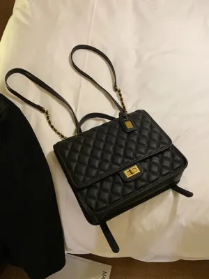 Quilted Women's Work Clothing Special-Interest Design Chain Backpack