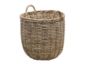 Rattan Kobo Round Storage Basket, Gray-Brown