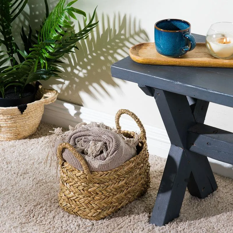 Rectangular Seagrass Basket with Loop Handle