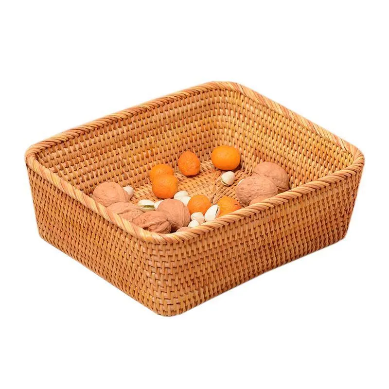 Rectangular Storage Baskets for Pantry, Small Rattan Kitchen Storage Basket, Storage Baskets for Shelves, Woven Storage Baksets