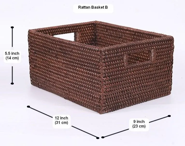 Rectangular Storage Baskets, Storage Baskets for Kitchen, Large Brown Woven Storage Baskets, Storage Baskets for Shelves