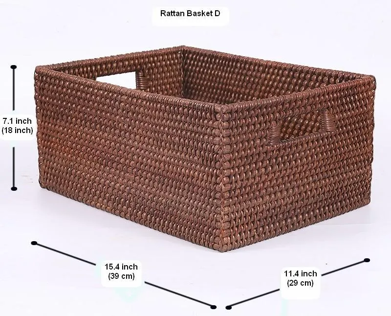 Rectangular Storage Baskets, Storage Baskets for Kitchen, Large Brown Woven Storage Baskets, Storage Baskets for Shelves