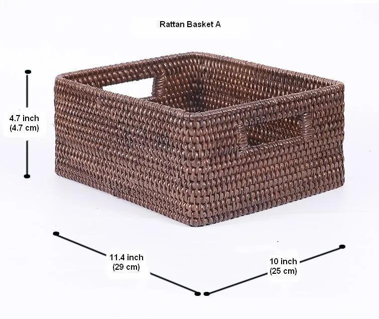 Rectangular Storage Baskets, Storage Baskets for Kitchen, Large Brown Woven Storage Baskets, Storage Baskets for Shelves