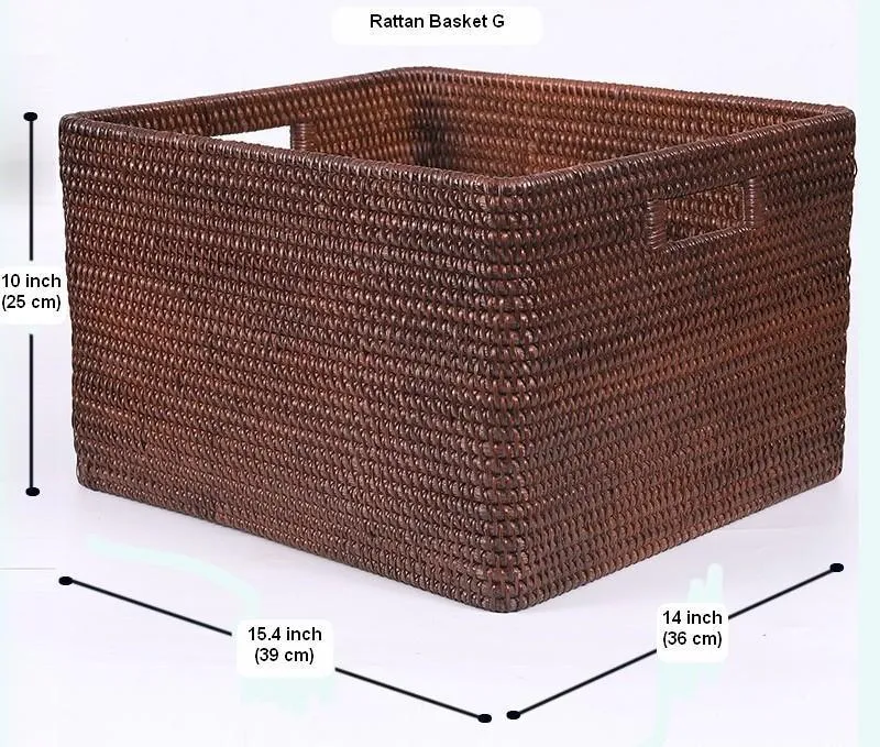 Rectangular Storage Baskets, Storage Baskets for Kitchen, Large Brown Woven Storage Baskets, Storage Baskets for Shelves