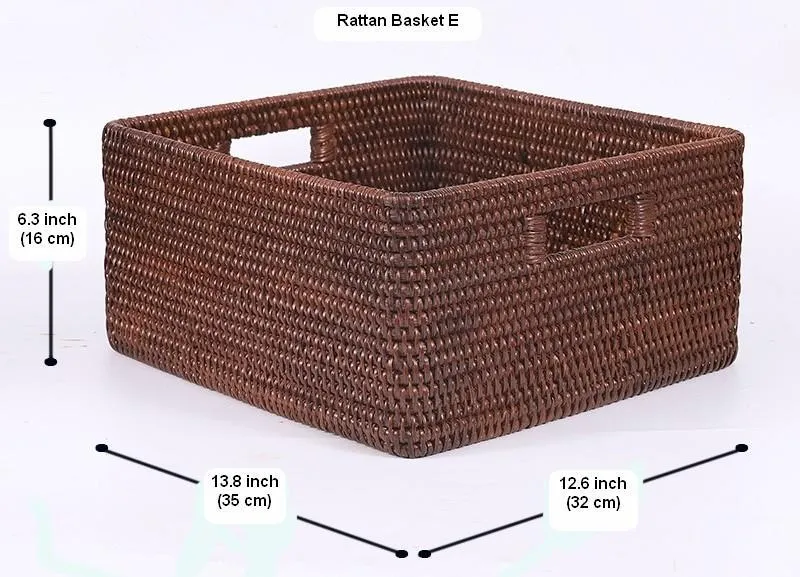 Rectangular Storage Baskets, Storage Baskets for Kitchen, Large Brown Woven Storage Baskets, Storage Baskets for Shelves