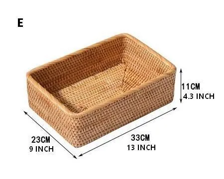Rectangular Storage Baskets, Storage Baskets for Shelves, Woven Rattan Storage Basket, Kitchen Storage Baskets, Bathroom Storage Baskets