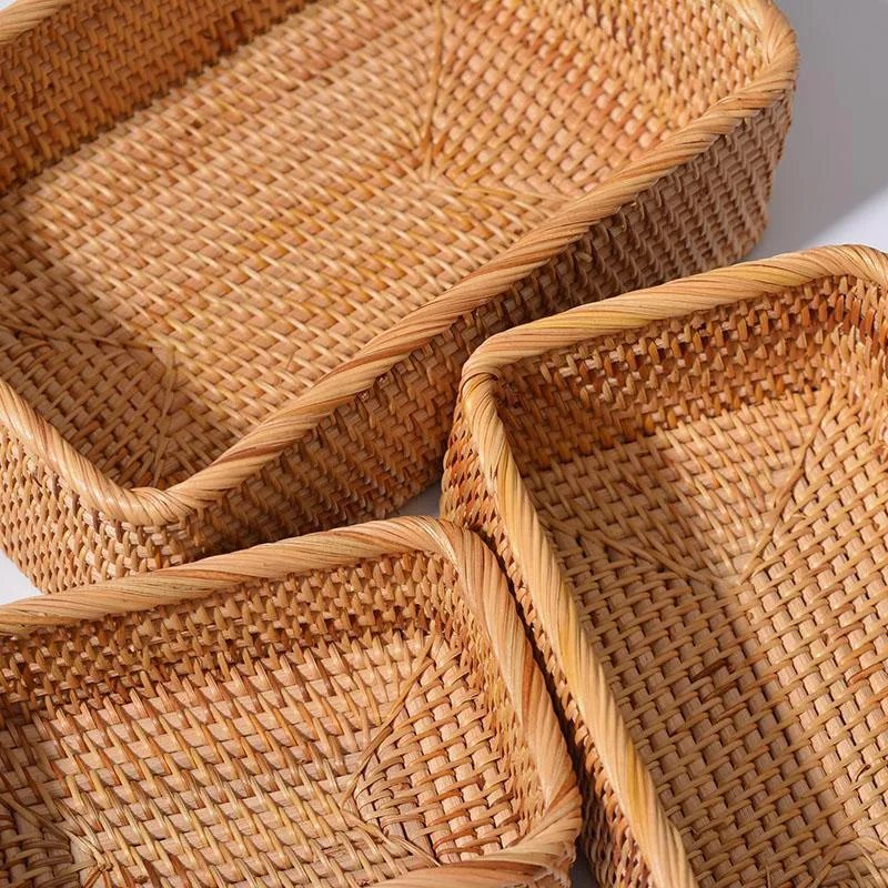 Rectangular Storage Baskets, Storage Baskets for Shelves, Woven Rattan Storage Basket, Kitchen Storage Baskets, Bathroom Storage Baskets