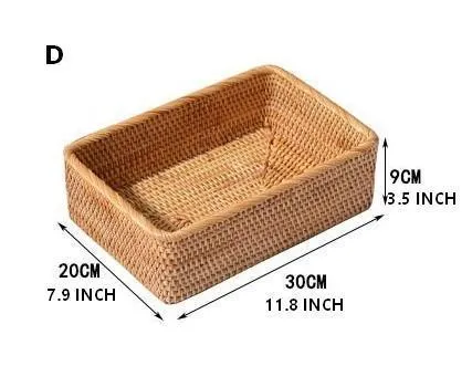 Rectangular Storage Baskets, Storage Baskets for Shelves, Woven Rattan Storage Basket, Kitchen Storage Baskets, Bathroom Storage Baskets