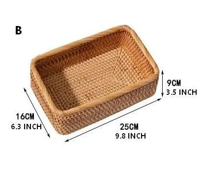 Rectangular Storage Baskets, Storage Baskets for Shelves, Woven Rattan Storage Basket, Kitchen Storage Baskets, Bathroom Storage Baskets