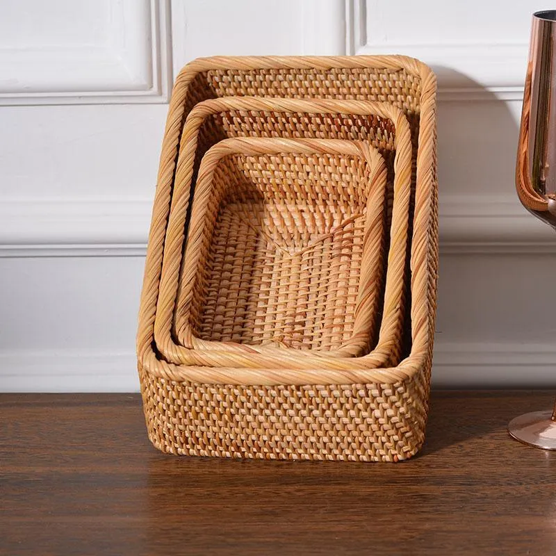 Rectangular Storage Baskets, Storage Baskets for Shelves, Woven Rattan Storage Basket, Kitchen Storage Baskets, Bathroom Storage Baskets