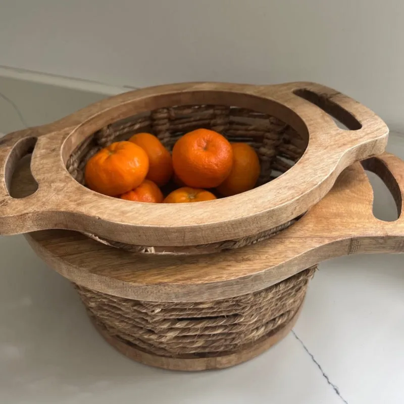 Round Wooden Rope Baskets