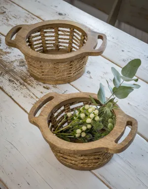 Round Wooden Rope Baskets