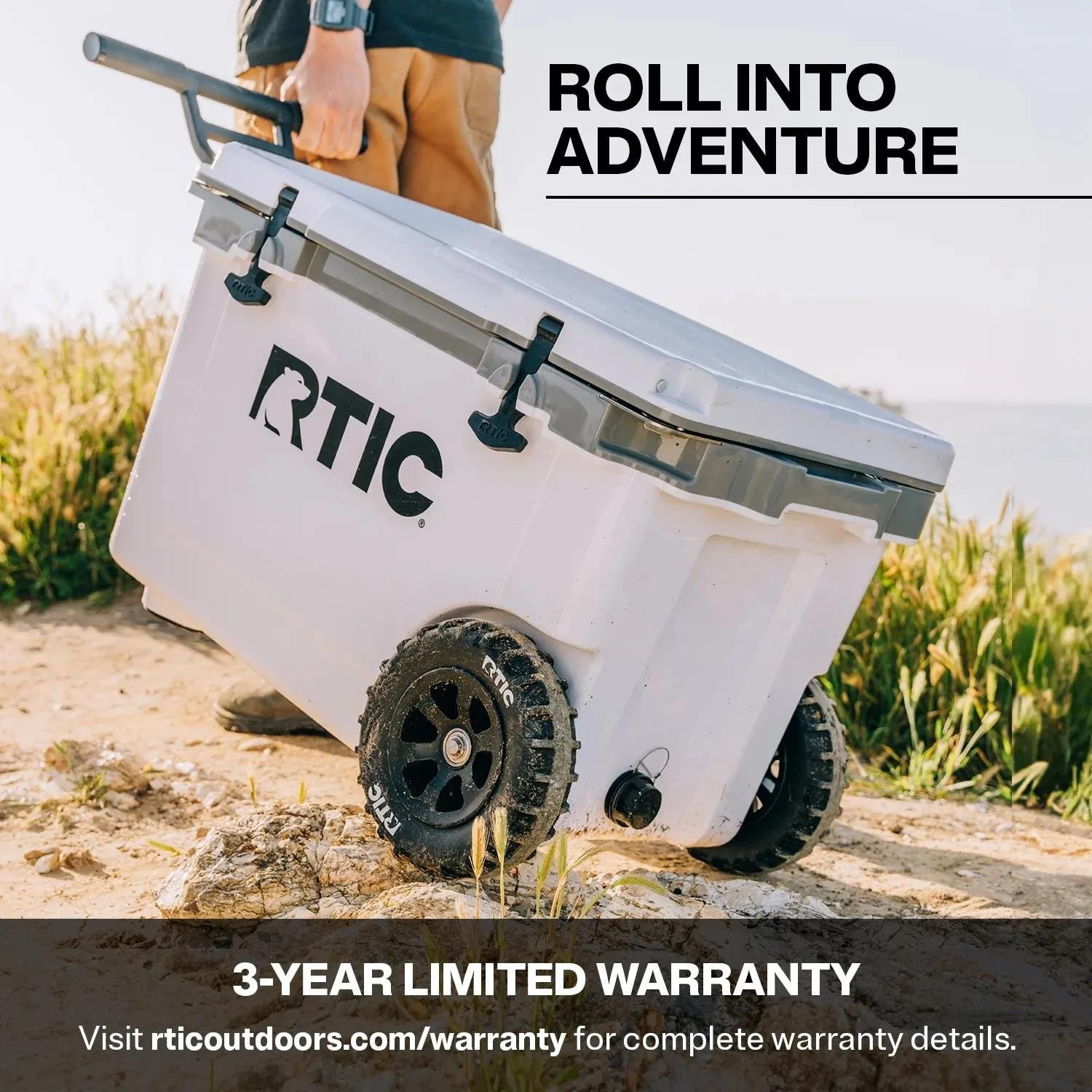 RTIC 52 QT Ultra-Light Wheeled Hard-Sided Ice Chest Cooler, Patriot, Fits 78 Cans