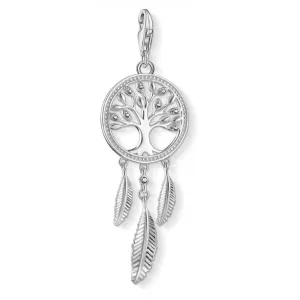 Sterling Silver Dreamcatcher Tree White Charm Pendant 1845-051-14