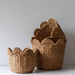 Storage Baskets with Decorative Scalloped Edge