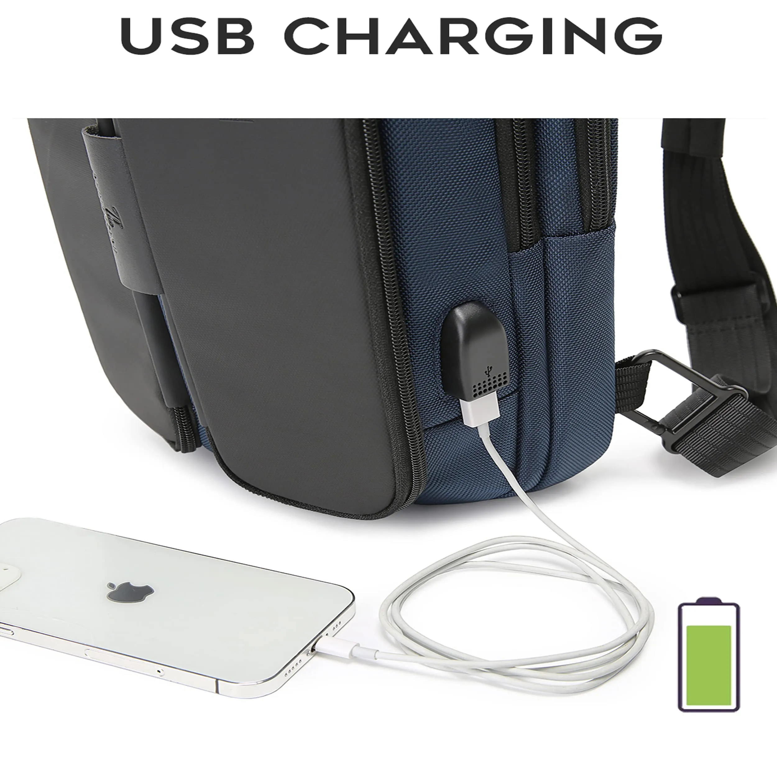THE CLOWNFISH Single Shoulder Water Resistant Antitheft Crossbody Bag Chest Bag External USB Interface Single Shoulder Bag Chest Pack (Blue)