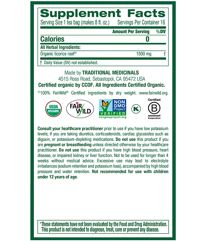 Traditional Medicinals Licorice Root Tea (16 Bags)