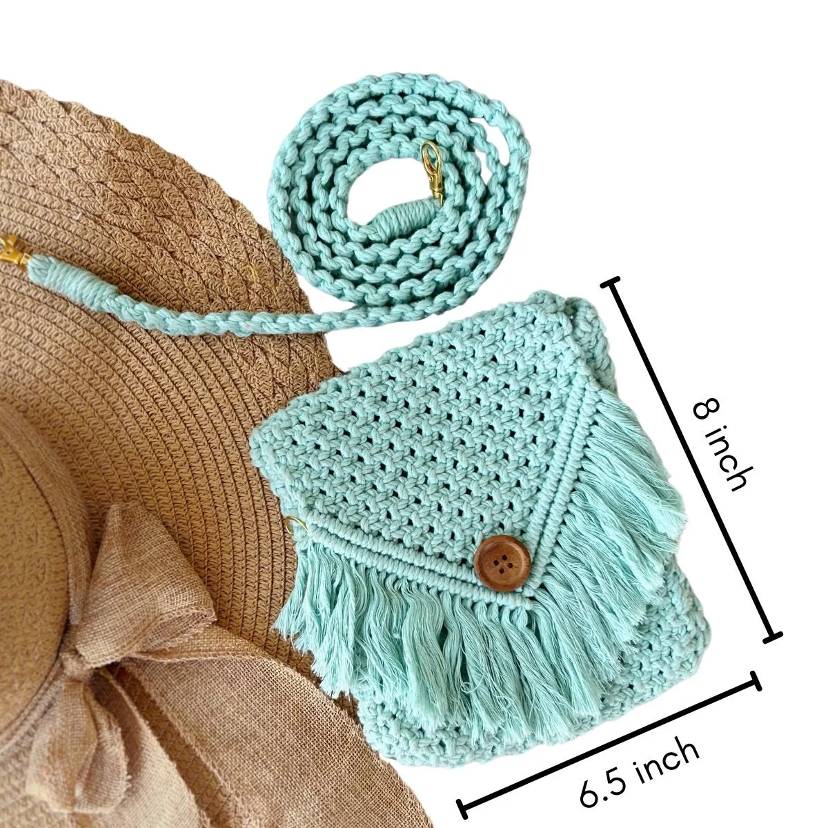 Turqoise Macrame Mobile Sling Bag