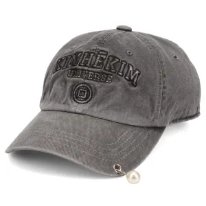 UPCYCLED PEARL PIERCED BASEBALL CAP / GREY