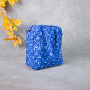 Water Proof Cotton Lunch Bag Blue Color With White Dots