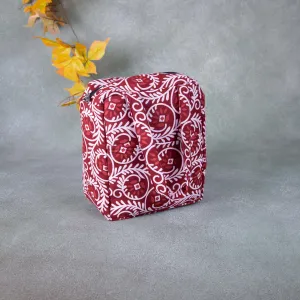 Water Proof Cotton Lunch Bag Red Colour with White Colour.