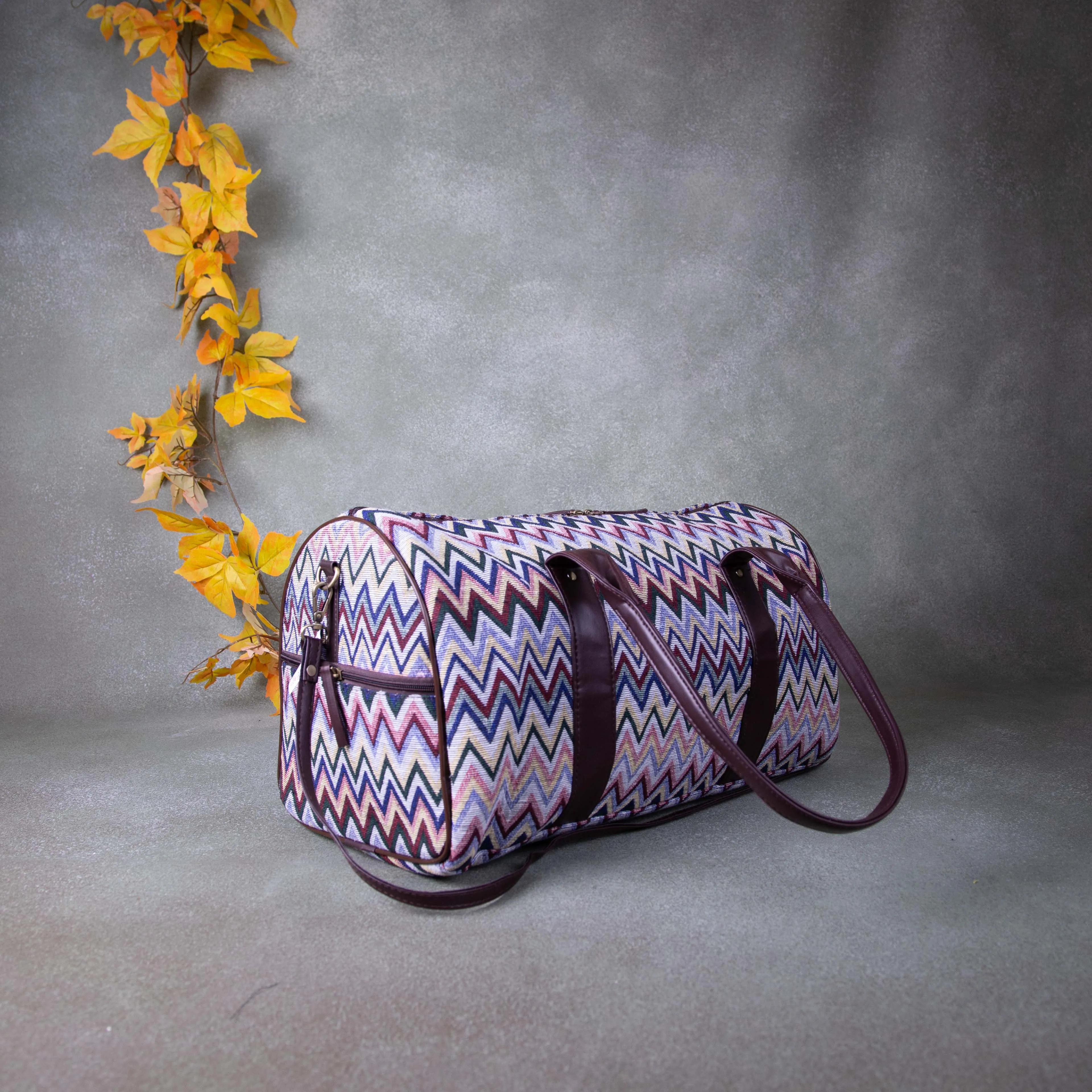 Water-Resistant Travel Bags Multi-Colour Zig Zag Design.