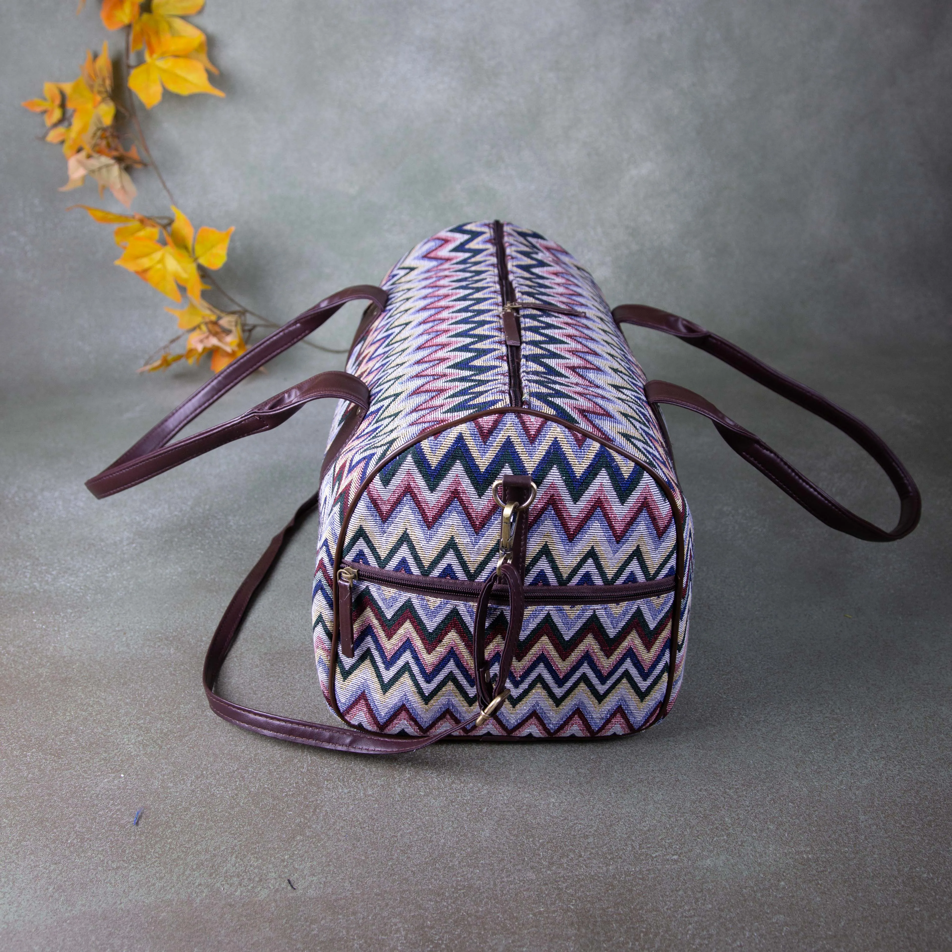 Water-Resistant Travel Bags Multi-Colour Zig Zag Design.