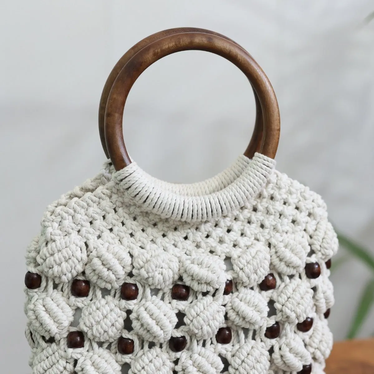 White Magic Ring Handmade Macrame Bag