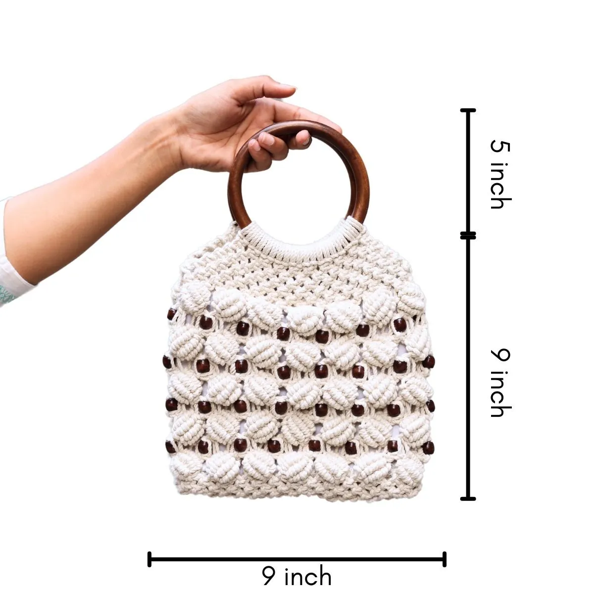 White Magic Ring Handmade Macrame Bag