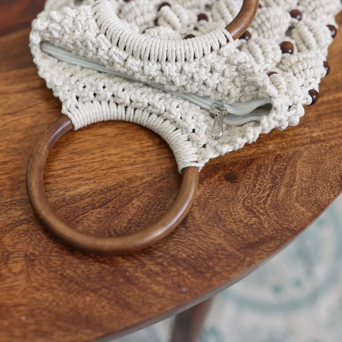 White Magic Ring Handmade Macrame Bag