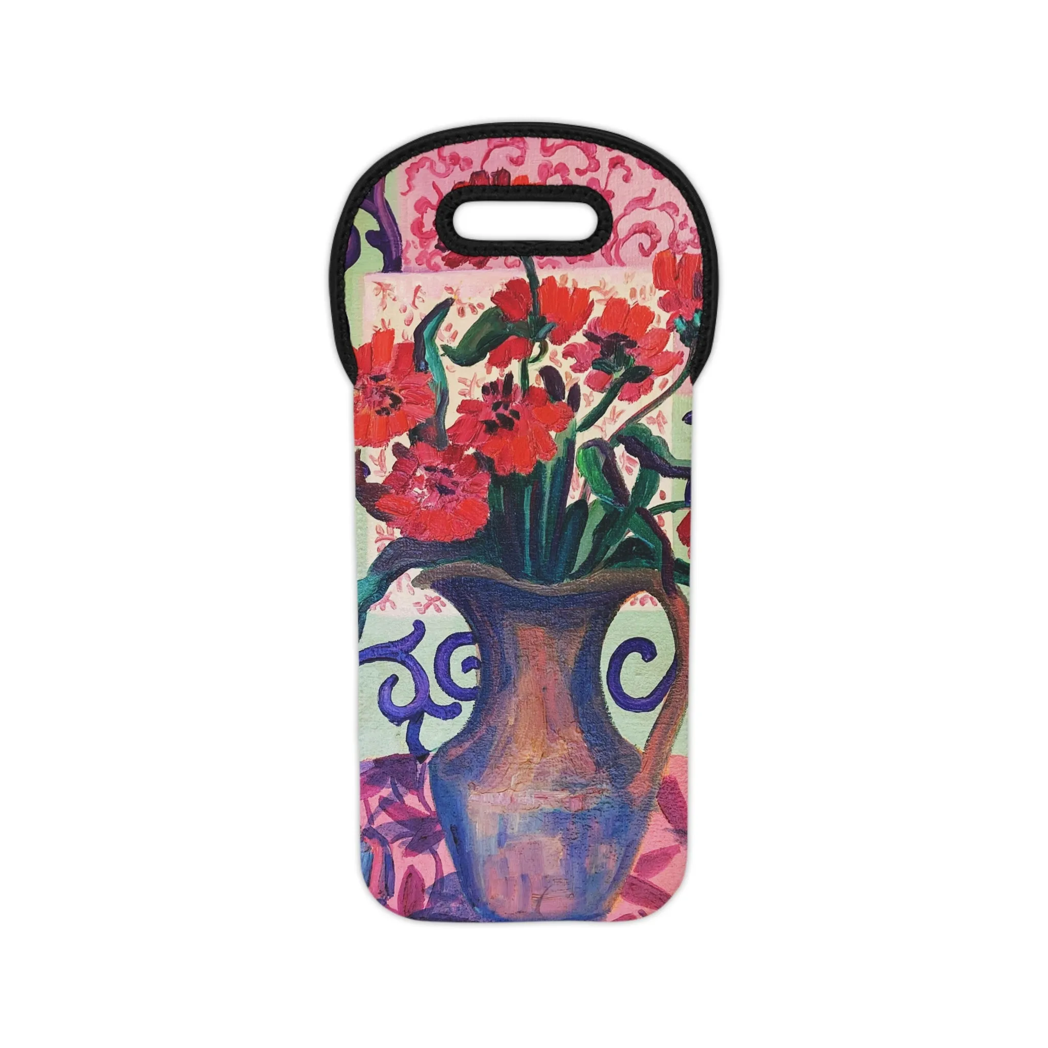 Wine Tote Bag - "Green Parrot"