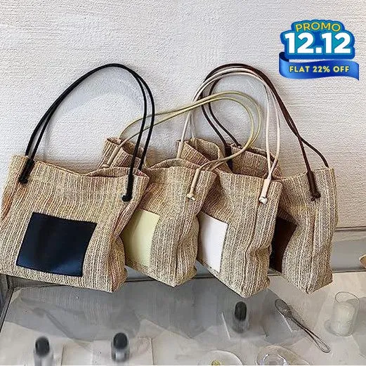 Woven Straw Tote Bag