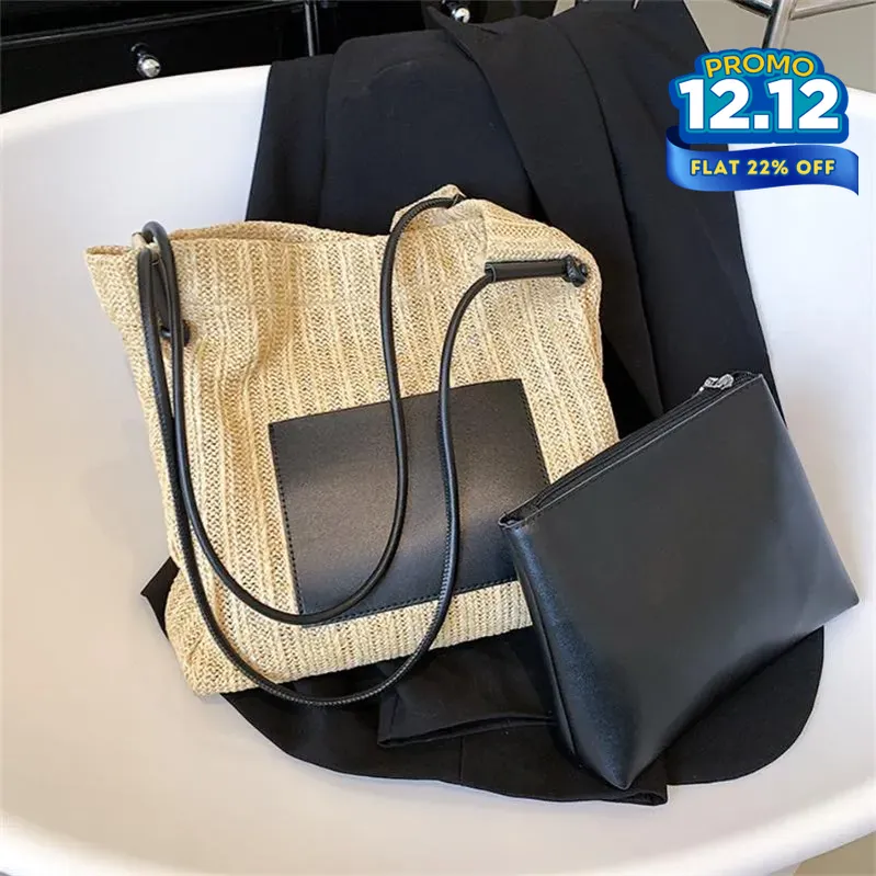 Woven Straw Tote Bag