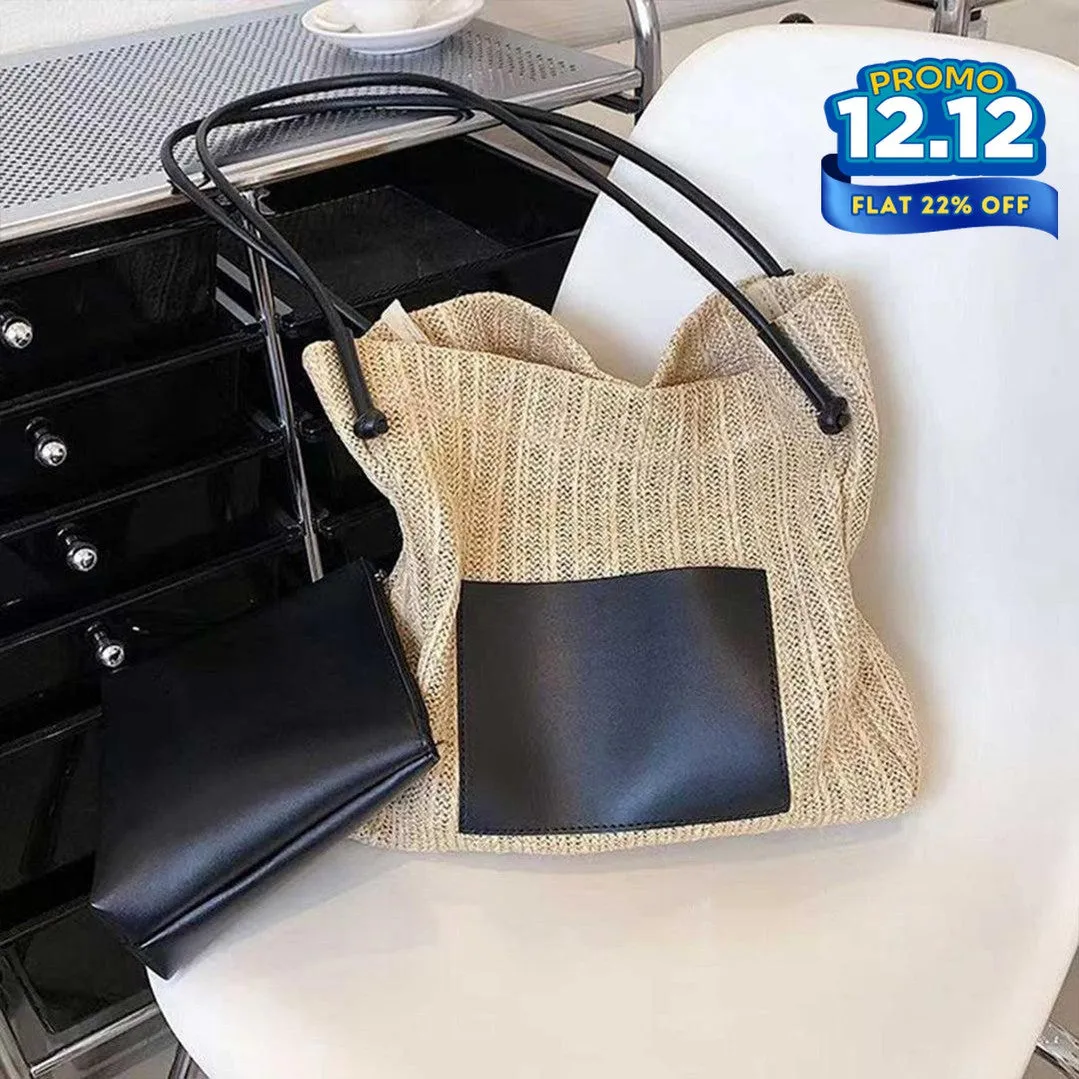 Woven Straw Tote Bag